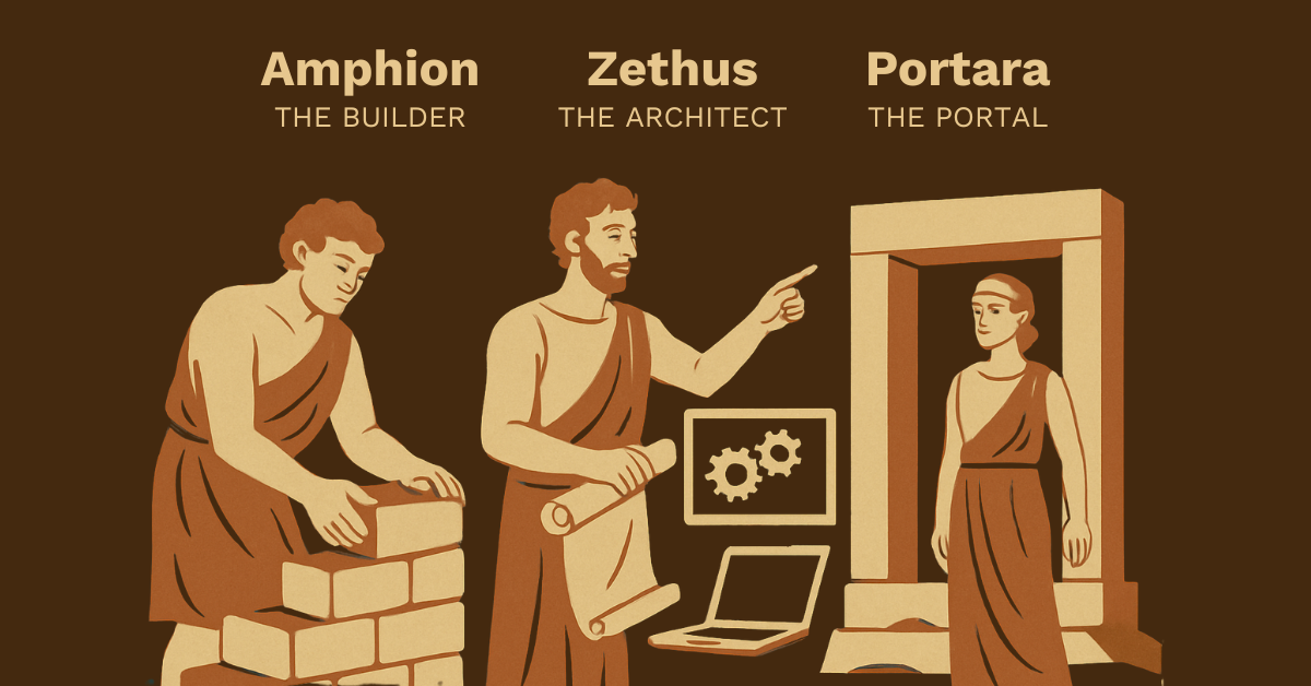 The story behind Amphion, Zethus, and Portara