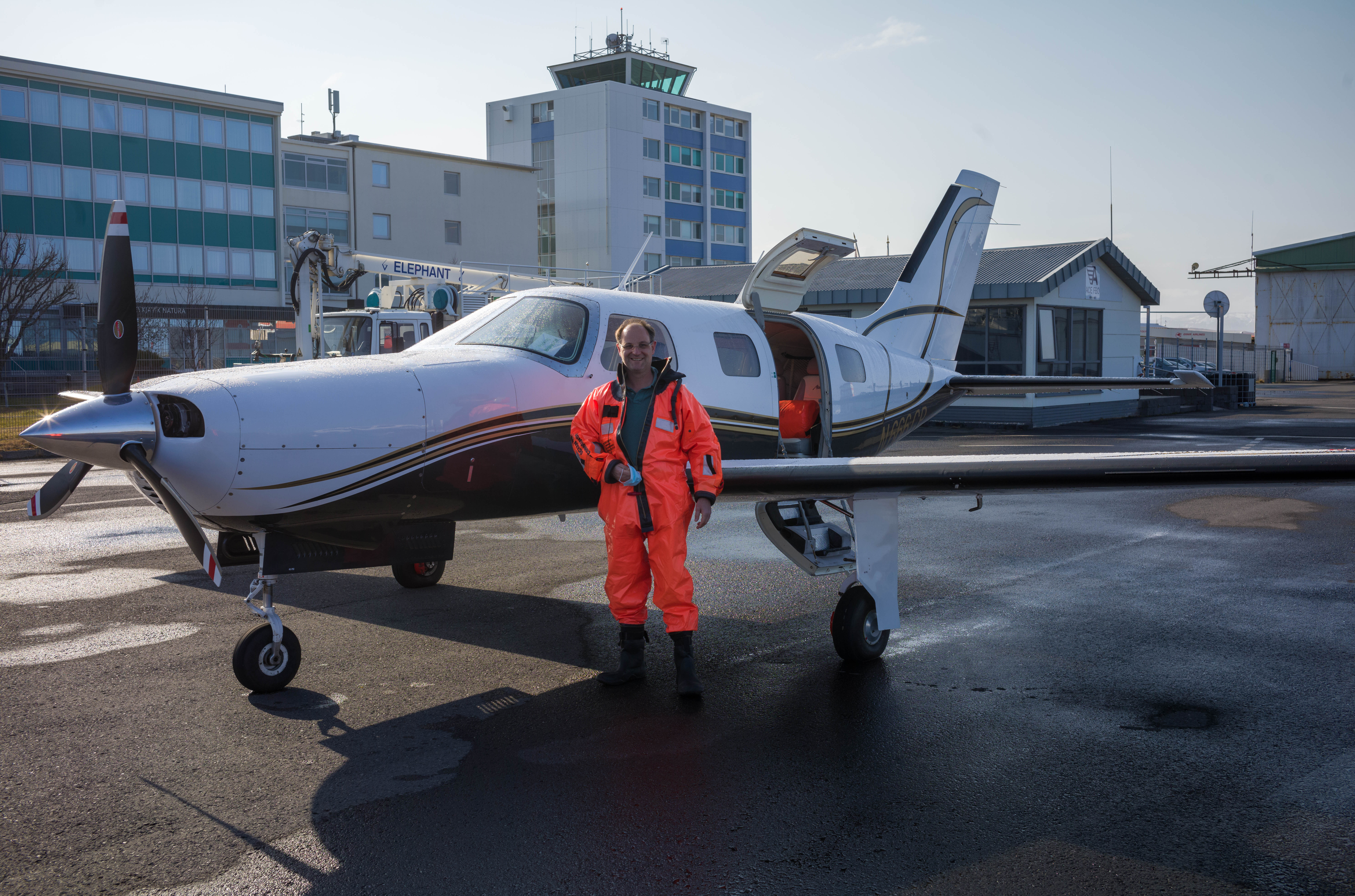 Dr. Stefan Hild making a stop in Iceland during North Atlantic crossing in his Piper Malibu in May 2021
